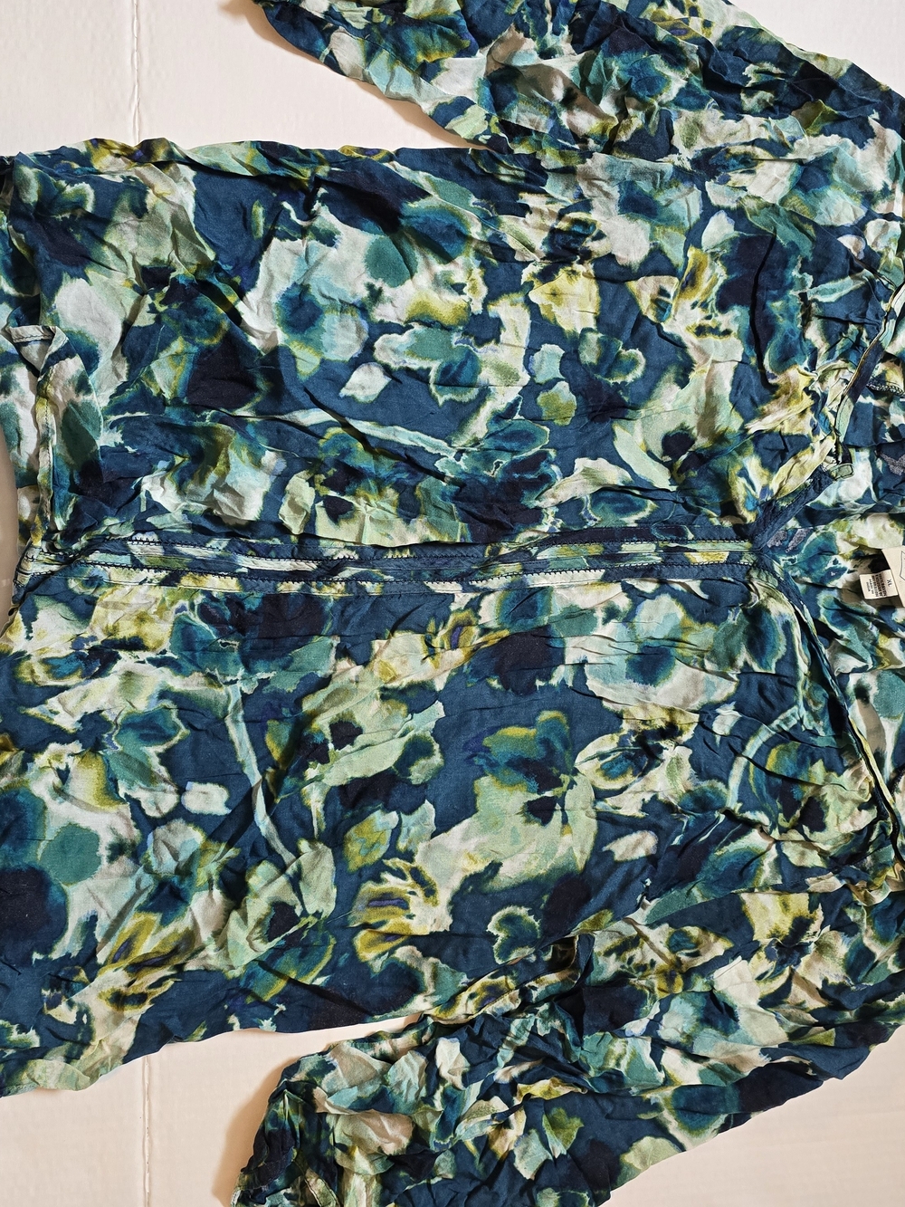 St. John’s Bay Teal Blue Green Floral Blouse